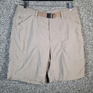 Mountain Hardwear Shorts Mens 32 Khaki Stretch Hiking Quick Dry Belt 9 Inseam